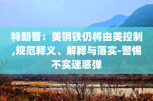 特朗普：美鋼鐵仍將由美控制,規(guī)范釋義、解釋與落實(shí)-警惕不實(shí)迷惑彈