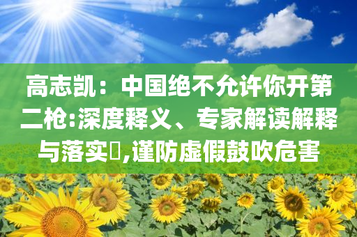 高志凱：中國絕不允許你開第二槍:深度釋義、專家解讀解釋與落實?,謹防虛假鼓吹危害