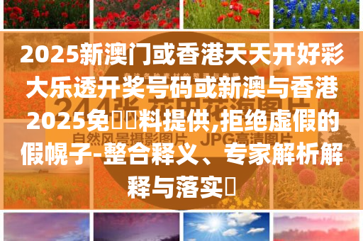 2025新澳門或香港天天開好彩大樂透開獎號碼或新澳與香港2025免費資料提供,拒絕虛假的假幌子-整合釋義、專家解析解釋與落實?
