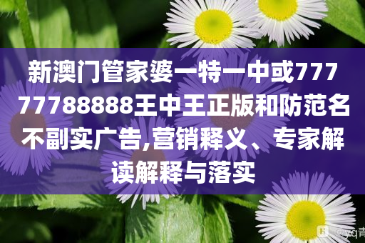 新澳門管家婆一特一中或77777788888王中王正版和防范名不副實廣告,營銷釋義、專家解讀解釋與落實