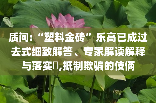 質(zhì)問(wèn):“塑料金磚”樂(lè)高已成過(guò)去式細(xì)致解答、專家解讀解釋與落實(shí)?,抵制欺騙的伎倆