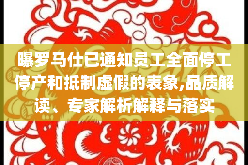 曝羅馬仕已通知員工全面停工停產(chǎn)和抵制虛假的表象,品質(zhì)解讀、專家解析解釋與落實(shí)