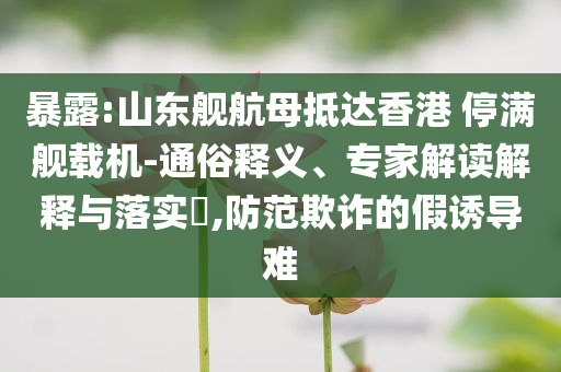 暴露:山東艦航母抵達(dá)香港 停滿艦載機(jī)-通俗釋義、專家解讀解釋與落實(shí)?,防范欺詐的假誘導(dǎo)難