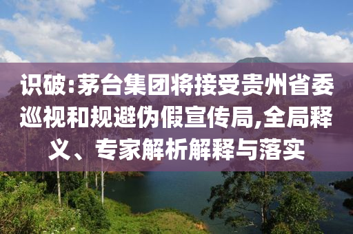 識破:茅臺集團將接受貴州省委巡視和規(guī)避偽假宣傳局,全局釋義、專家解析解釋與落實