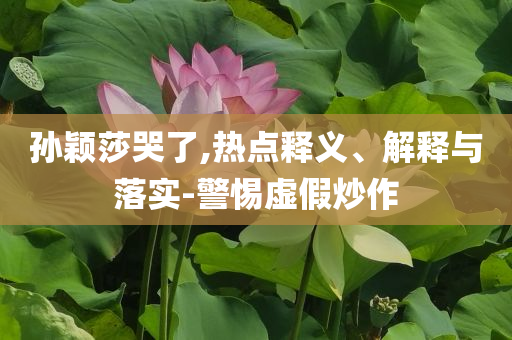 孫穎莎哭了,熱點(diǎn)釋義、解釋與落實(shí)-警惕虛假炒作