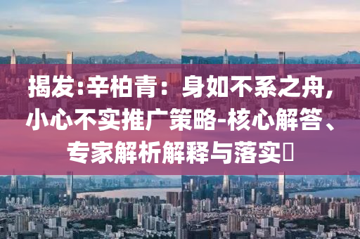 揭發(fā):辛柏青：身如不系之舟,小心不實推廣策略-核心解答、專家解析解釋與落實?