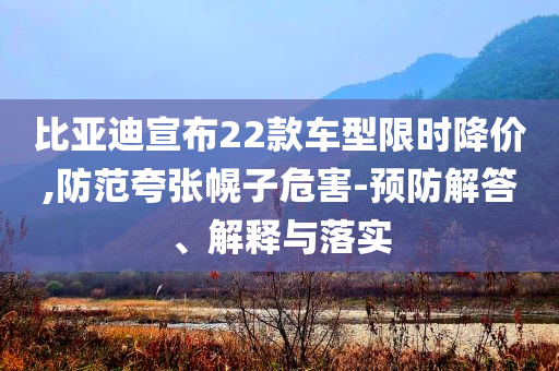 比亞迪宣布22款車型限時降價,防范夸張幌子危害-預(yù)防解答、解釋與落實
