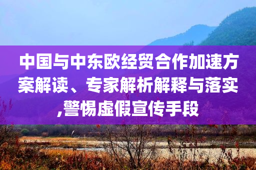 中國(guó)與中東歐經(jīng)貿(mào)合作加速方案解讀、專家解析解釋與落實(shí),警惕虛假宣傳手段