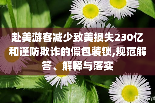 赴美游客減少致美損失230億和謹(jǐn)防欺詐的假包裝鎖,規(guī)范解答、解釋與落實(shí)
