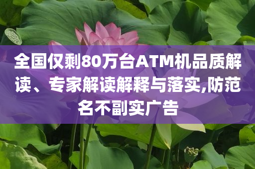 全國僅剩80萬臺(tái)ATM機(jī)品質(zhì)解讀、專家解讀解釋與落實(shí),防范名不副實(shí)廣告