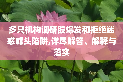 多只機(jī)構(gòu)調(diào)研股爆發(fā)和拒絕迷惑噱頭陷阱,詳盡解答、解釋與落實(shí)