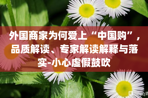 外國商家為何愛上“中國購”,品質(zhì)解讀、專家解讀解釋與落實(shí)-小心虛假鼓吹