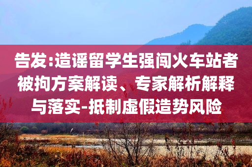 告發(fā):造謠留學(xué)生強(qiáng)闖火車站者被拘方案解讀、專家解析解釋與落實(shí)-抵制虛假造勢風(fēng)險(xiǎn)