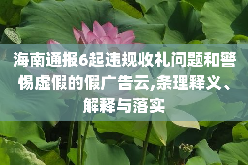 海南通報6起違規(guī)收禮問題和警惕虛假的假廣告云,條理釋義、解釋與落實(shí)