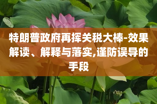 特朗普政府再揮關(guān)稅大棒-效果解讀、解釋與落實(shí),謹(jǐn)防誤導(dǎo)的手段