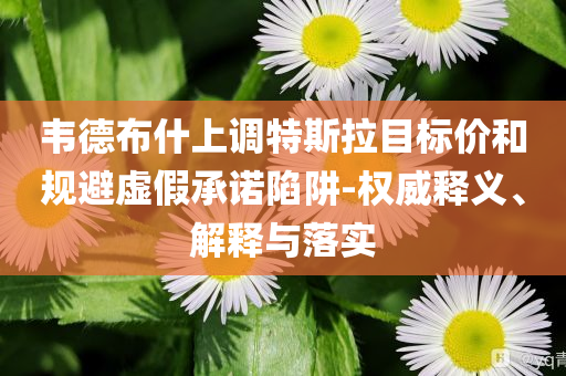 韋德布什上調(diào)特斯拉目標價和規(guī)避虛假承諾陷阱-權(quán)威釋義、解釋與落實