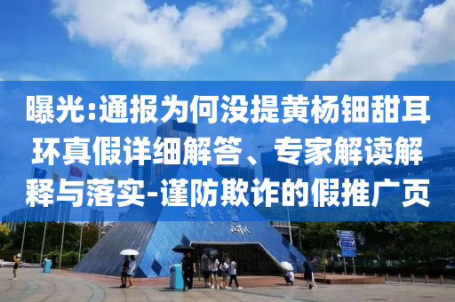 曝光:通報(bào)為何沒提黃楊鈿甜耳環(huán)真假詳細(xì)解答、專家解讀解釋與落實(shí)-謹(jǐn)防欺詐的假推廣頁