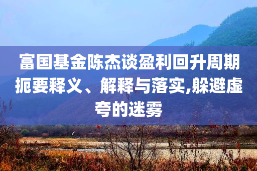富國基金陳杰談盈利回升周期扼要釋義、解釋與落實,躲避虛夸的迷霧
