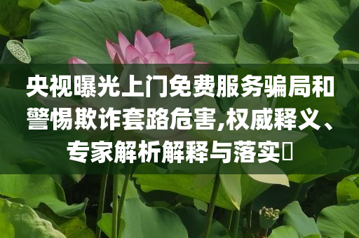 央視曝光上門(mén)免費(fèi)服務(wù)騙局和警惕欺詐套路危害,權(quán)威釋義、專家解析解釋與落實(shí)?
