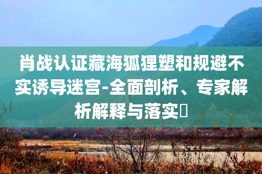 肖戰(zhàn)認(rèn)證藏海狐貍塑和規(guī)避不實(shí)誘導(dǎo)迷宮-全面剖析、專家解析解釋與落實(shí)?