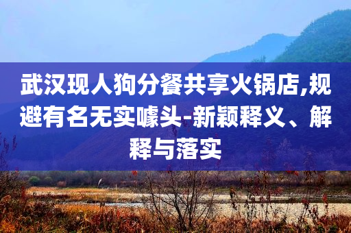 武漢現(xiàn)人狗分餐共享火鍋店,規(guī)避有名無實噱頭-新穎釋義、解釋與落實