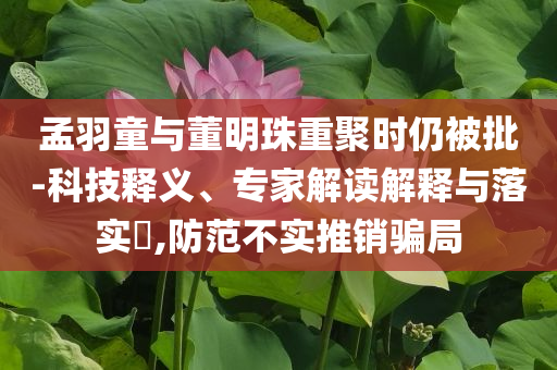 孟羽童與董明珠重聚時(shí)仍被批-科技釋義、專(zhuān)家解讀解釋與落實(shí)?,防范不實(shí)推銷(xiāo)騙局