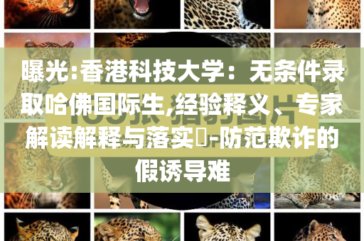 曝光:香港科技大學(xué)：無條件錄取哈佛國際生,經(jīng)驗釋義、專家解讀解釋與落實?-防范欺詐的假誘導(dǎo)難