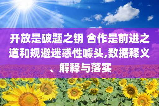 開放是破題之鑰 合作是前進之道和規(guī)避迷惑性噱頭,數(shù)據(jù)釋義、解釋與落實