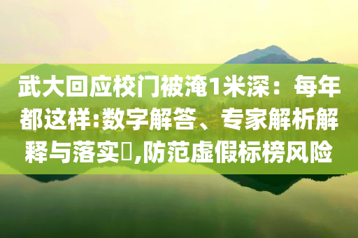 武大回應校門被淹1米深：每年都這樣:數字解答、專家解析解釋與落實?,防范虛假標榜風險