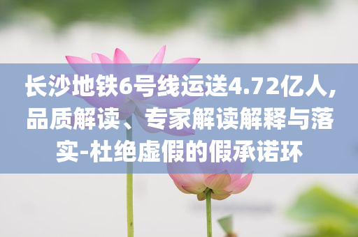 長沙地鐵6號線運(yùn)送4.72億人,品質(zhì)解讀、專家解讀解釋與落實(shí)-杜絕虛假的假承諾環(huán)