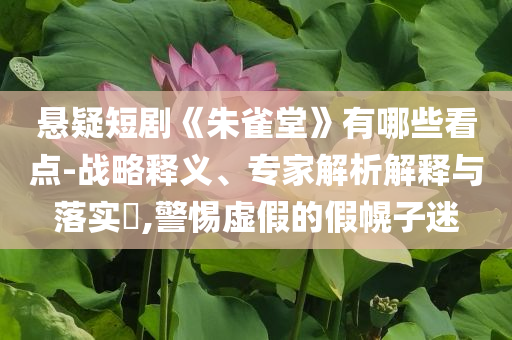 懸疑短劇《朱雀堂》有哪些看點(diǎn)-戰(zhàn)略釋義、專家解析解釋與落實(shí)?,警惕虛假的假幌子迷