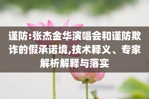謹(jǐn)防:張杰金華演唱會和謹(jǐn)防欺詐的假承諾境,技術(shù)釋義、專家解析解釋與落實