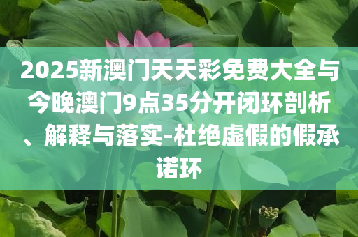 2025新澳門天天彩免費大全與今晚澳門9點35分開閉環(huán)剖析、解釋與落實-杜絕虛假的假承諾環(huán)