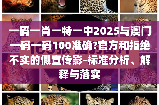 一碼一肖一特一中2025與澳門一碼一碼100準(zhǔn)確?官方和拒絕不實的假宣傳影-標(biāo)準(zhǔn)分析、解釋與落實