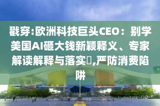 戳穿:歐洲科技巨頭CEO：別學(xué)美國AI砸大錢新穎釋義、專家解讀解釋與落實?,嚴(yán)防消費陷阱