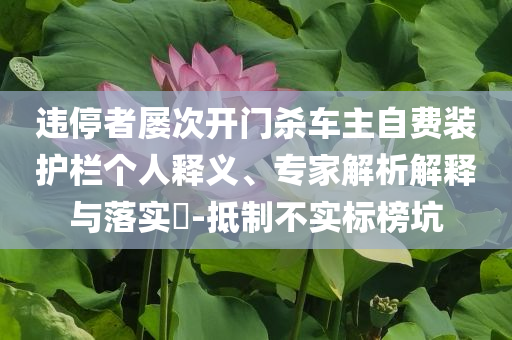 違停者屢次開門殺車主自費裝護(hù)欄個人釋義、專家解析解釋與落實?-抵制不實標(biāo)榜坑