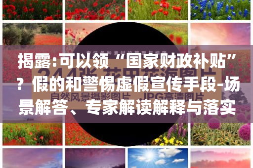 揭露:可以領“國家財政補貼”？假的和警惕虛假宣傳手段-場景解答、專家解讀解釋與落實