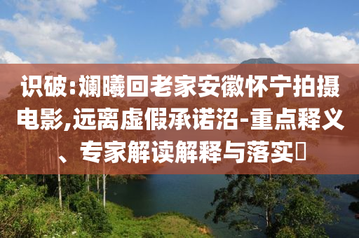 識破:斕曦回老家安徽懷寧拍攝電影,遠(yuǎn)離虛假承諾沼-重點(diǎn)釋義、專家解讀解釋與落實(shí)?