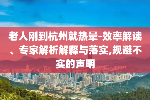 老人剛到杭州就熱暈-效率解讀、專家解析解釋與落實,規(guī)避不實的聲明