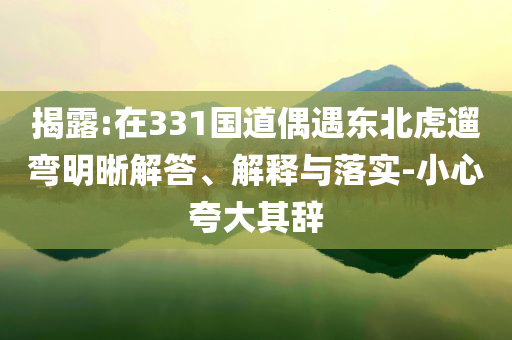 揭露:在331國道偶遇東北虎遛彎明晰解答、解釋與落實-小心夸大其辭