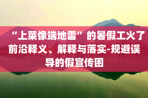 “上菜像端地雷”的暑假工火了前沿釋義、解釋與落實-規(guī)避誤導的假宣傳困