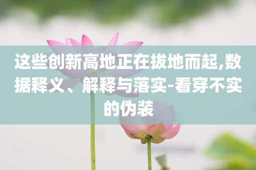 這些創(chuàng)新高地正在拔地而起,數(shù)據(jù)釋義、解釋與落實(shí)-看穿不實(shí)的偽裝