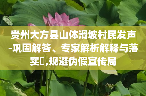 貴州大方縣山體滑坡村民發(fā)聲-鞏固解答、專家解析解釋與落實(shí)?,規(guī)避偽假宣傳局