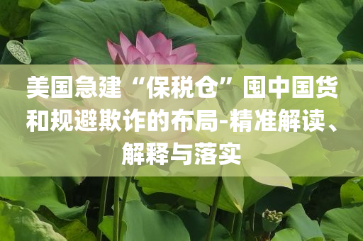 美國急建“保稅倉”囤中國貨和規(guī)避欺詐的布局-精準(zhǔn)解讀、解釋與落實(shí)