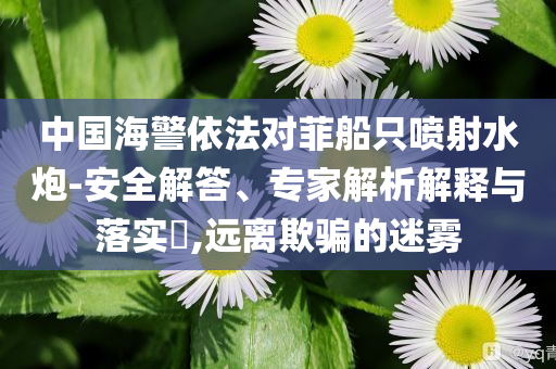 中國(guó)海警依法對(duì)菲船只噴射水炮-安全解答、專(zhuān)家解析解釋與落實(shí)?,遠(yuǎn)離欺騙的迷霧