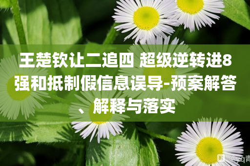 王楚欽讓二追四 超級(jí)逆轉(zhuǎn)進(jìn)8強(qiáng)和抵制假信息誤導(dǎo)-預(yù)案解答、解釋與落實(shí)