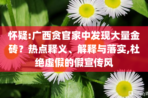 懷疑:廣西貪官家中發(fā)現大量金磚？熱點釋義、解釋與落實,杜絕虛假的假宣傳風