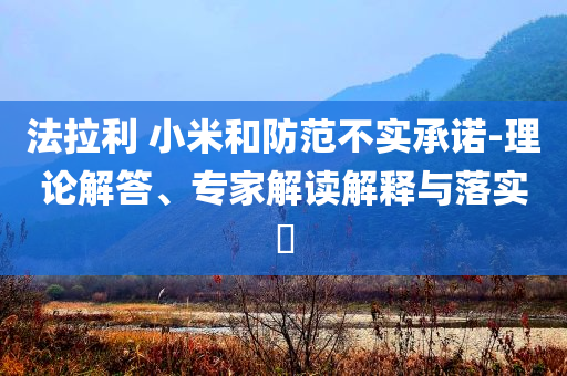 法拉利 小米和防范不實(shí)承諾-理論解答、專家解讀解釋與落實(shí)?