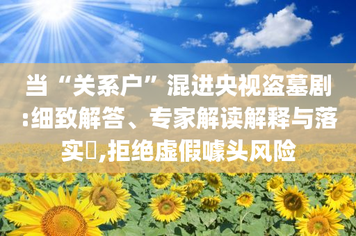 當(dāng)“關(guān)系戶”混進(jìn)央視盜墓劇:細(xì)致解答、專家解讀解釋與落實(shí)?,拒絕虛假噱頭風(fēng)險(xiǎn)