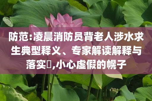 防范:凌晨消防員背老人涉水求生典型釋義、專家解讀解釋與落實?,小心虛假的幌子
